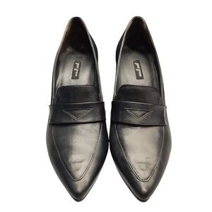 Paul Green Pump Sax Heels Womens US Size 6.5 Black‎ Leather Pointed Toe Slip On